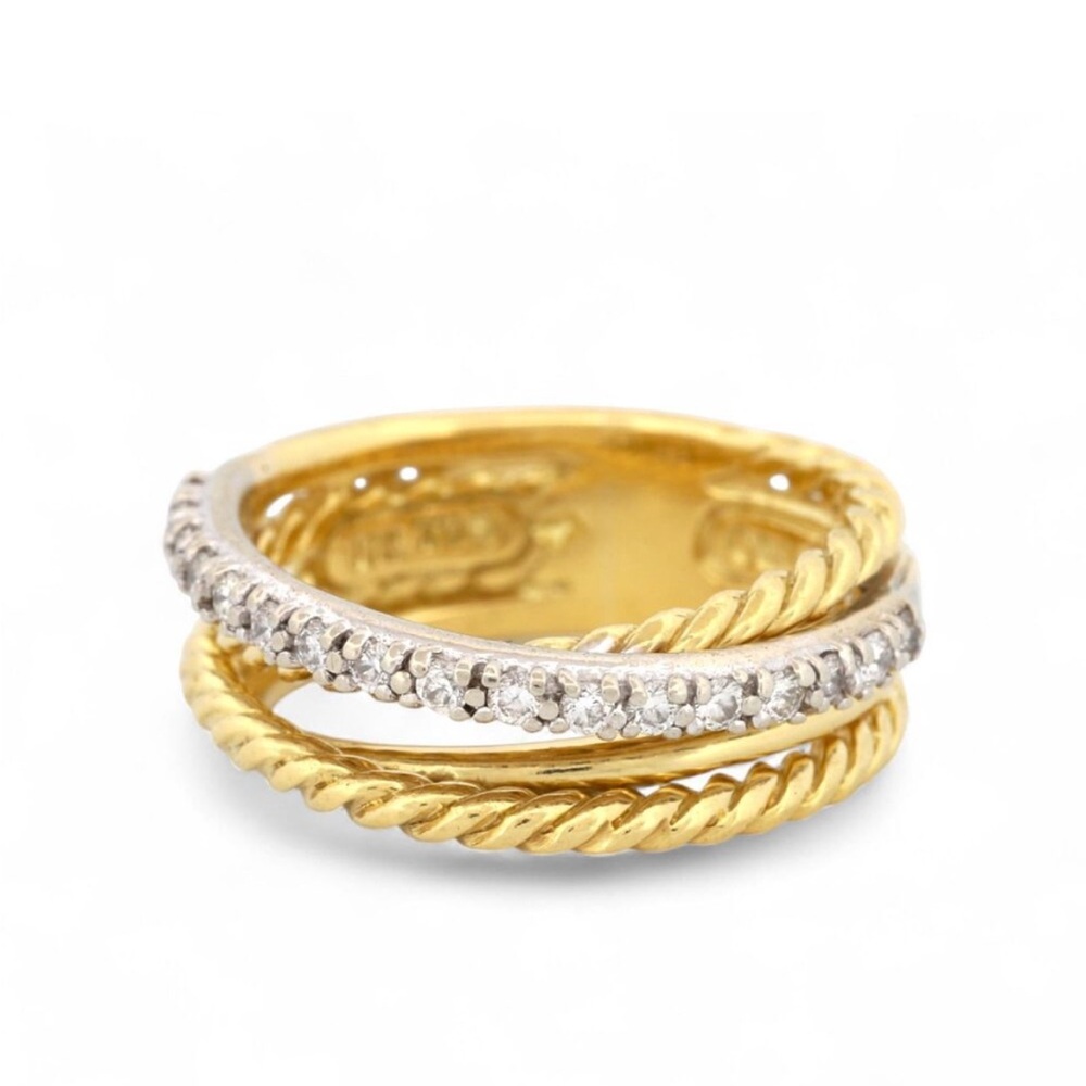 ❌SOLD❌David Yurman 18k gold diamond crossover ring - Picture 2 of 15